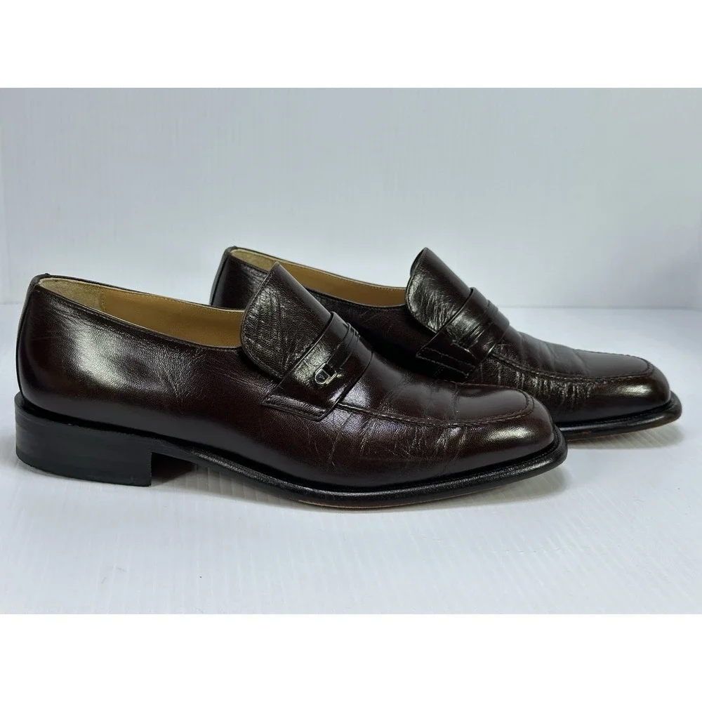 Paco Liufau Men Burgundy Brown‎ Genuine Leather Loafers Size 41 1/2